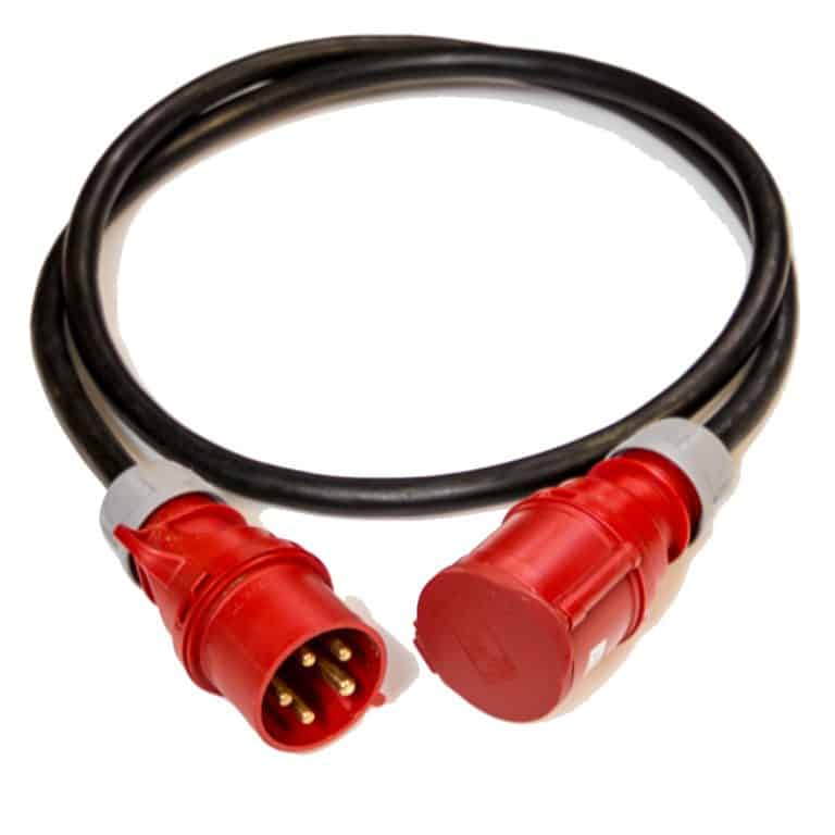 32A Three Phase Cable with Red Connectors Event Power Distribution